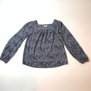 Lauren Conrad Sm Blue Floral Long Sleeve Blouse